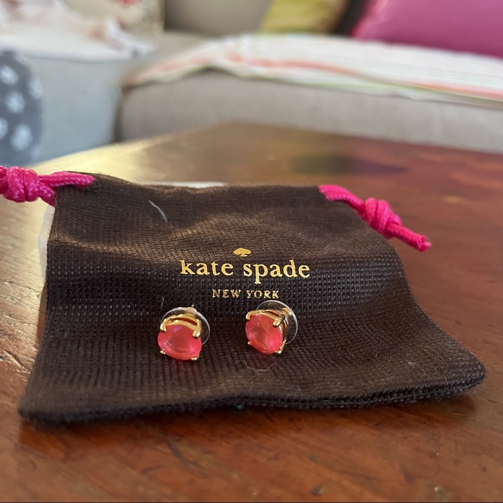 NEVER WORN Kate Spade Pink Small Square Studs
